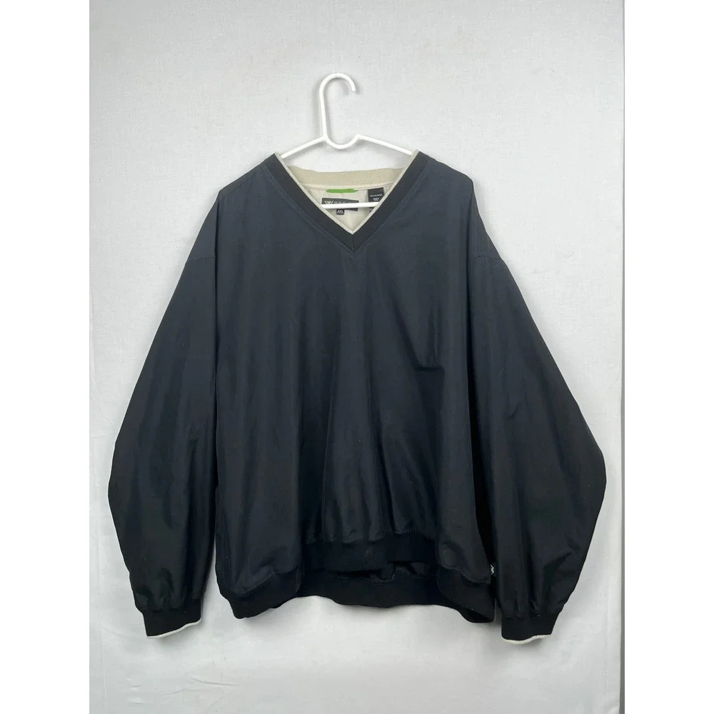 Wedge Golf & Beyond Windbreaker Pullover Mens XXL V-Neck Black